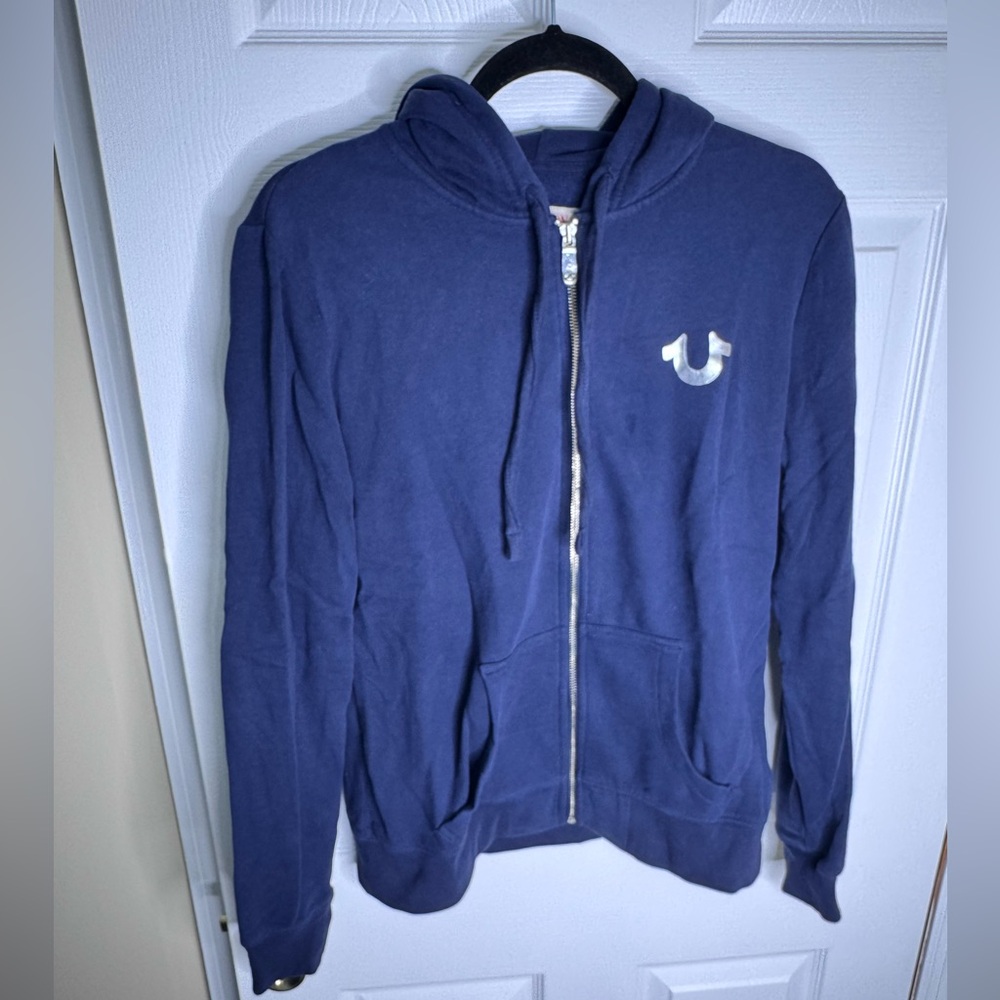 True Religion Men's Navy Zip-Up Sweater